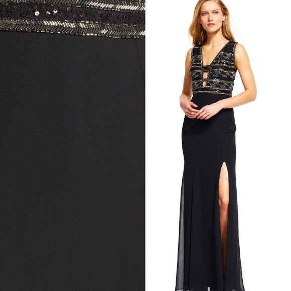 Adrianna Papell Beaded Georgette Gown - Picture 3 of 7